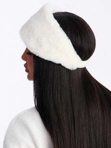 1条女士发带，仿毛皮宽耳保暖发带，弹力防风发带，冬季女士发饰，优雅发带 - 彩色 - 查看 4