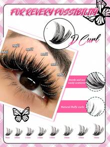 MEM 640片装夸张C型卷翘9-16mm混合款DIY睫毛嫁接套装,包含DIY下睫毛、睫毛教程、柔软簇状假睫毛,打造蓬松自然的Y2K蝴蝶妆效,在家轻松DIY睫毛。套装内含睫毛胶水、卸妆液、镊子、睫毛簇等。 - 黑色 - 查看 8