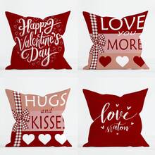 4 件装情人节抱枕套 - 柔软红色爱心装饰抱枕套，印有浪漫爱情语录，尺寸 17 x 17.7 英寸，不含枕芯，适用于沙发、卧室或家居装饰，情人节抱枕套 - 彩色 - 查看 9