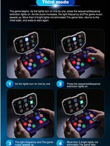 1pc Rhythm Master Game Console, Educational Handheld Gaming Device, Stress Relief Flip-Open Electronic Dance Machine, Multi-Mode Gameplay With Lights & Sounds, Interactive Friend & Family Game Toy, Suitable As Christmas/Halloween/Holiday Gift For Boys & Girls - Multicolor - View 9
