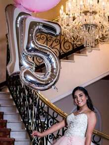 一套40英寸银色数字铝箔气球，大型铝箔数字气球，适用于派对装饰，例如生日派对、周年纪念派对等。 - 銀色 - 查看 7