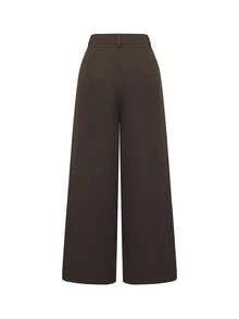 Vintage High-Waisted Women's Suit Pants, Loose Fit, Draping Effect, Suitable For Autumn, Suitable For Office Wear Spring - Brown - View 7