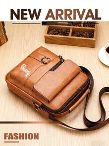 Bolsa de Ombro Personalizada para Homens, Bolsa, Bolsa Retrô Masculina, Pasta/Bolsa Mensageiro, Impressão de Letras, Grande Capacidade, Alça Ajustável, Bolsa Casual, Adequada para Negócios, Viagem, Compras e Fitness. Um Presente Perfeito para o Dia dos Namorados/Aniversário para Marido ou Namorado. - Multicolorido - Visão 6