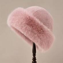 1pc Women's Fluffy Winter Hat, Warm Lining Hat For Autumn/Winter, European & American Korean Style Warm Headwear, Solid Color Cute Versatile, Thick Design, Fashionable Appearance, Thick Mongolian Style, Provides Comfortable Warmth For Outdoor Activities In Cold Weather.