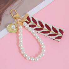 1pc Woven Faux Pearl Decor Fashion Keychain, Pearl Bag/Car Keychain, Gift For Women, Birthday, Valentine's Day, Best Friend - Multicolor - View 17