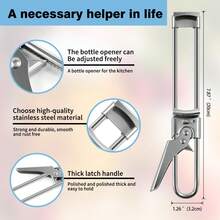 2/3PCS Bottle Opener & Jar Opener For Weak Hands, Adjustable Stainless Steel Can Opener, Multifunctional Jar Lid Opener Gripper Kitchen Gadgets - 銀色 - 查看 5