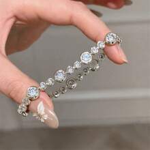 VKHK 1条奢华闪亮立方氧化锆装饰链手链，适合女士日常及婚礼佩戴，礼品 - 手鍊 - 查看 2