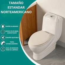 Asiento Universal con Tapa Blanca para Baño | Material Resistente | 49 x 36 cm, Asiento universal con tapa fabricado en material resistente de alta durabilidad, diseñado para uso diario en espacios residenciales y comerciales. Su forma ovalada y medidas estándar permiten una amplia compatibilidad con bases de baño convencionales. La superficie lisa facilita la limpieza y el mantenimiento, ofreciendo una solución práctica e higiénica. Incluye sistema de fijación firme para una instalación sencilla y estable. - Blanco - Ver 5