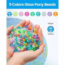 1000Pcs Beads, Glow In Dark, 9 Transparent Colors, Color - Changing Plastic Kandi Beads Bracelets, Hair Braids, Keychains, Jewelry Making - UV Beads-1000pcs - View 5