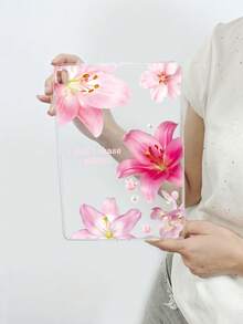 透明粉色花卉图案 iPad 保护壳 - 时尚保护壳，印有励志名言，优雅实用，兼容 iPad Pro 11 英寸、iPad Air 2、iPad Air 第五代（2022 年款）、iPad Air 11 英寸 (M2)-2024、iPad Air 11 英寸 (M3) 2025，自用或送礼皆宜，是新年或生日的理想之选。 - 無色 - 查看 48