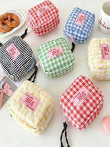 1 Pc Women Quilted Makeup Bag Cute Plaid Cosmetic Bag Aesthetic Travel Toiletry Bags Pouch Kawaii Aesthetic Make Up Bag Travel Plaid Make Up Organizer Bag With Zipper Pouch Chere Checkered Cosmetic Pouch Make Up Travel Purse Organizer Large Capacity Pencil Case Makeup Brushes Storage Bag