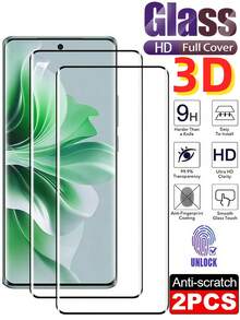 Lot de 2 films protecteurs d'écran incurvés 3D en verre trempé, dureté 9H, anti-explosion et anti-rayures, ultra HD. Compatibles avec Xiaomi 17, 15, 13, 12, 14 Ultra Pro / Redmi Note 14, 15, 13 Pro+, Pro 4G, 5G / Oppo Reno / Realme / Honor Magic 5, 6, 7, 8 Pro Lite 90, 100, 200, 400, 500 / Vivo / OnePlus / Infinix / et divers modèles Tecno. Surface incurvée douce au toucher, fixation automatique, compatible avec la reconnaissance d'empreintes digitales. Coque compatible. - Transparent - Voir 54