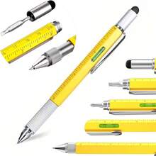 6-In-1 Multifunctional Tool Pen, All-In-One Technical Pen With Flathead & Phillips Screwdriver, Ballpoint Pen, Stylus, Ruler, Level - Multicolor - View 1