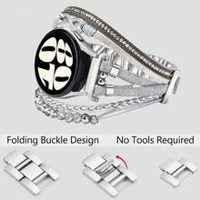 Boho Leather Bracelet For Samsung Galaxy Watch 8/7/6/5/4 Band 40mm 44mm Women, 20mm Handmade Multilayer Beaded Watch Bands For Watch 8 6 Classic 43mm/Watch 5 Pro/Watch4 Classic 42mm/Galaxy Active 2 - Infinite8-Silver - 查看 4