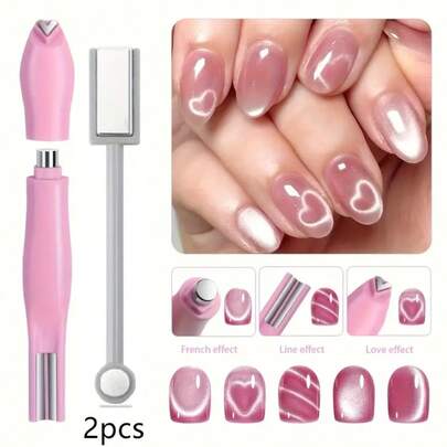 Cat Eye Suction Cat Eye Nail Art Set 2pcs + Dual Head Rod Salon Nail Cat Eye Effects Manicure Tools