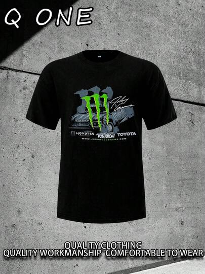 Johnny Sauter Monster  Truck(180 Cotton T-Shirt) Men's Round Neck And Short Sleeves, Casual Cotton, Casual Fashion, Suitable For Indoor And Outdoor Wear And Holiday Gifts