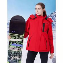 Women's Waterproof Ski Warm Winter Coats Windproof Winter Jackets Women Fleece Lined Windbreaker With Hood - Red + Medium - View 4