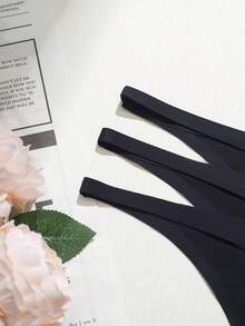 Bộ 12 chiếc quần lót bikini dây mảnh gợi cảm không đường may, chất liệu lụa băng mềm mại, thích hợp cho bãi biển, ngày Valentine, Giáng sinh và các bữa tiệc. - màu đen - Xem 3