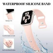 Soft Silicone Sport Band Compatible For Watch Bands Women Men, Waterproof  Strap Fits 38mm 40mm 41mm 42mm 44mm 45mm 46mm 49mm Watch Ultra 3/2/1 And Series 11/10/9/8/7/6/5/4/3/SE,42mm(Series321)/44mm/45mm/46mm/49mm,Pink - 粉紅色的 - 查看 3