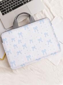 Bow Pattern Laptop Bag, Computer Fabric Cover Accessories, Soft Laptop Bag, Soft Computer Protective Cover, Laptop Protective Cover, Flat Leather Bag, Laptop Zipper, Computer Protective Cover, School Business Office Supplies, Back To School Special Offer - Multicolor - View 7