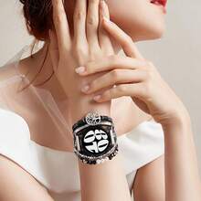 Boho Leather Bracelet For Samsung Galaxy Watch 8/7/6/5/4 Band 40mm 44mm Women, 20mm Handmade Multilayer Beaded Watch Bands For Watch 8 6 Classic 43mm/Watch 5 Pro/Watch4 Classic 42mm/Galaxy Active 2 - 生命之樹-黑色 - 查看 3