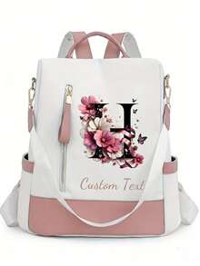 Customized Fashion Travel Backpack, Initials Design, Multi-Functional Casual Backpack, And Double-Shoulder Or Single-Shoulder Carry, Lightweight, , With Multi-Compartment Design, It Is A Must-Have For Commuting And Business Travel - Multicolor - View 7