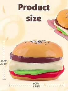 1PC Simulator Hamburger Soft Stress Relief Toy, Squeeze And Play Fun, Vent Toy, Office Stress Relief Gift, Soft Toy, Soft Toy, Soft Taba Soft Toy - Multicolor - View 3