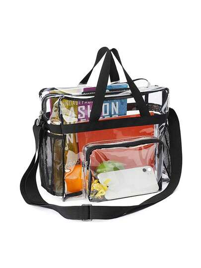 Bolso de tote transparente impermeable, adecuado para deportes, competiciones, gimnasio, moda transparente, bolso impermeable para damas, perfecto para verano, vacaciones y playa, bolso transparente impermeable y a prueba de arena, cartera transparente para deportes de playa, picnic y snacks, mochila transparente para damas