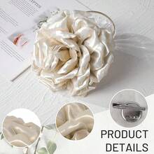 Rose Flower Brooch And Pins, Handmade Floral Hair Clips, Large Satin Fabric Flowers Brooches Accessories For Women,White - White - 查看 6