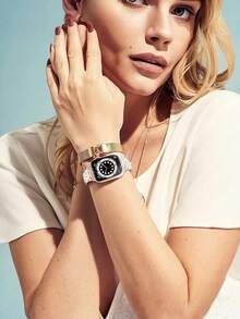 1pc Women's Fashion Rose Gold Metal Band, Compatible With IWatch 38mm 40mm 41mm 42mm 44mm 45mm 46mm 49mm, Luxury Double Chain Strap, Creative Stainless Steel Band, Compatible With Apple Watch Series Ultra 3/2/1 11 10 9 8 7 SE3 6 5 4 3 2 1, Stylish Smart Watch Band, Compatible With Apple Watch Bands - Pink - View 8