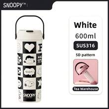 1pc 600ml Snoopy Vacuum Insulated Water Bottle, Outdoor Portable Cooling Cup, High-Quality 316 Stainless Steel Tumbler With Straw