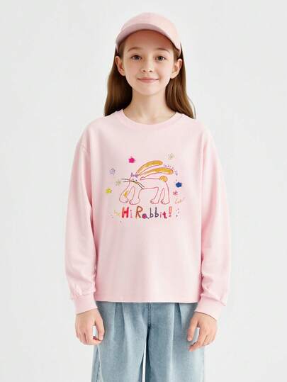Balabala Girls' Long Sleeve T-Shirt, Spring Top 2026