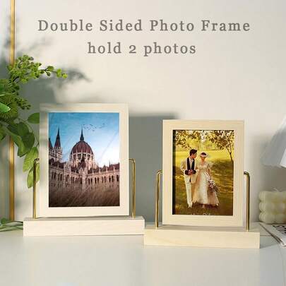 1PC Photo Frame 4x6, 5x7 Rotating Double Sided Picture Frames, Can Hold 2 Photos,Wedding, Party, Birthday, Graduation Gifts For Friends Teacher Mom Family,Valentine's Day Gift,Home Decor ,Tabletop Desk Display
