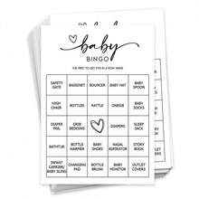 32pcs Unique Gender Reveal Bingo Game Cards, Pre-Filled Fun Children's Birthday Party Activity, Neutral Minimalist Style (White/Brown) - Multicolor - View 9