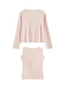 2pcs/Set Korean Style V-Neck Camisole Top - Pink - View 4