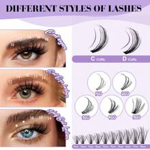 B&Qaugen Manga Lash Clusters DIY Individual Lashes 50D-D-9-16MIX 300 PCS False Eyelash Cluster Manga Cluster 30D 40D 50D D Curl Eyelash Extensions At Home (50D-D,9-16MIX),38504944 - Glam Cowgirl - 查看 6