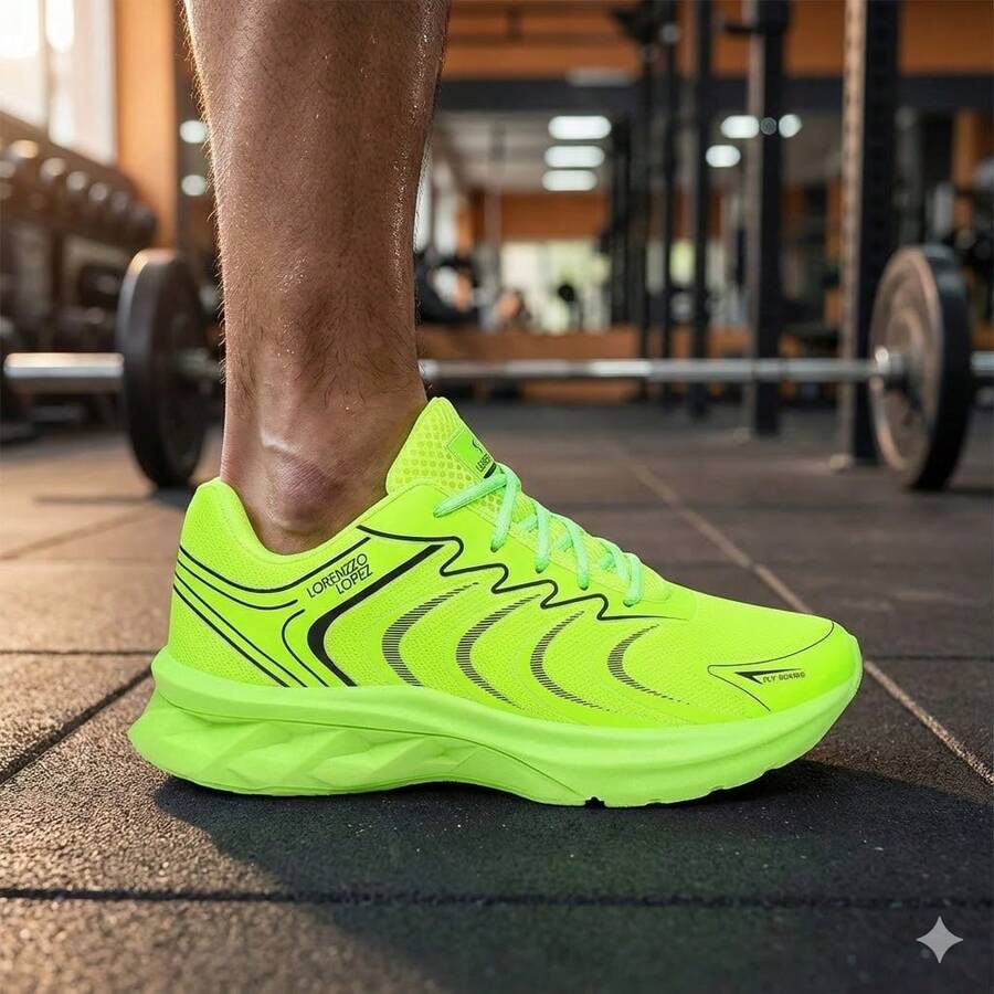 Men's Athletic Running Shoes For Gym, Sports, Running, Walking, Anti-Impact, Breathable, Soft, Ultra Lightweight - Verde - Ver 1