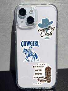 SCXXBSW 50pcs Blue Brown Cowboy Creative Cartoon PVC Stickers Suitable For Handbooks, Phone Cases, Laptops, Computers, Luggage, Refrigerator Decoration - Multicolor - View 10