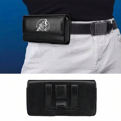 时尚男士横款腰带配饰，功能性男士腰包，饰有威猛狼头图案，内置手机袋，适合户外活动，生日礼物 | 情人节礼物 | 时尚配饰 | 商品