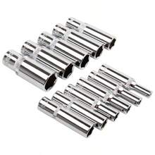11pcs 1/4" Drive Deep Metric Socket Set, 6-Point Design Deep Sockets, CR-V Steel, 4-14mm, Silver