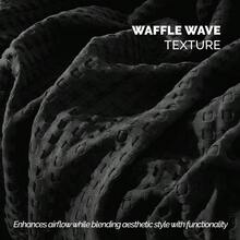 Premium 100 Cotton Waffle Blanket Lightweight Breathable Waffle Weave Bed Blanket Soft And Warm All Season Blanket For Couch, Sofa And Bed, Queen Size 90x90 Inches, Black - Nữ hoàng đen - Xem 4