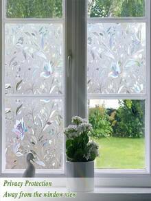 1Roll Window Privacy Film, Frosted Glass Static Cling Sun Heat Blocking Window Clings, Frosting Opaque Coverings, Vinyl Removable Stickers Tint For Home Door Office, Non Adhesive - Multicolor - View 6