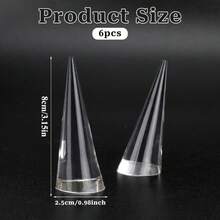 Local Shipping-Heavy-Duty Tabletop Organizer For Jewelry Stores, Home, Weddings - No Electricity Needed, Easy To Clean & Space-Saving Design, Jewelry Display, Wedding Ring Holder, Shiny Surface Finish, Jewelry Towers-6pcs Clear Acrylic Ring Display Stands - Cone Tip Jewelry Showcase Towers, - Clear - View 2