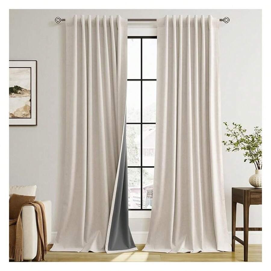 Blackout Curtains 120 Inch Length, 2 Panels Thermal Insulated Drapes - 如圖654 - 查看 1