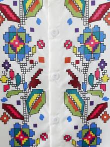 Boys' Graphic Print + White Base Long Sleeve Mandarin Collar Shirt, Suitable For Festivals, Outdoor, Formal, Casual, Daily Wear - White - View 6