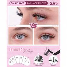 Manga Lash Clusters With Spikes, LIRA 8-18 DIY Cluster Eyelash Extensions Kit, 140pcs CC Curl Clear Band Individual Lashes,38507528 - Brown - View 5