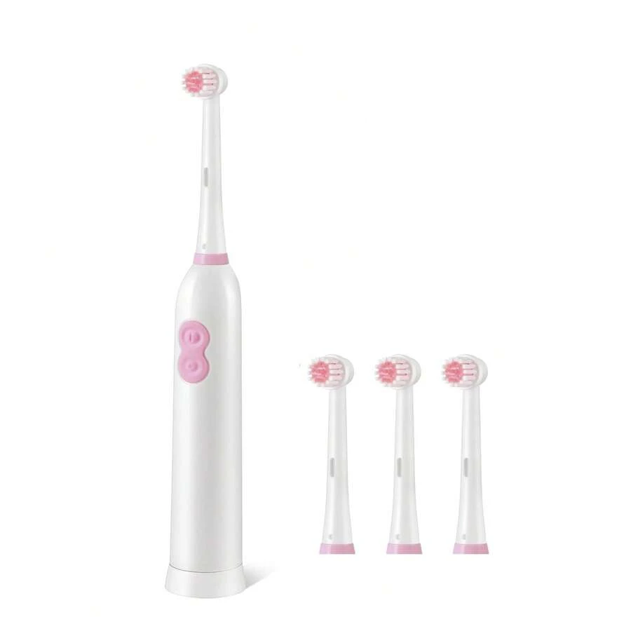4-Head Rotating Electric Toothbrush, Powered By 2 AAA Batteries, Smart Cleaning Electric Toothbrush With Soft Bristles