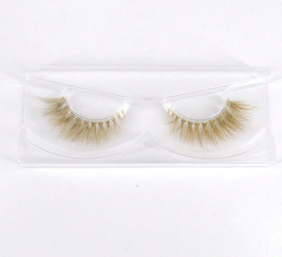 Brown Eyelashes Natural Mink False Lashes  Brown Blonde 3 Pairs  Haloween Party (Brown2),38506204 - 棕色 - 查看 1