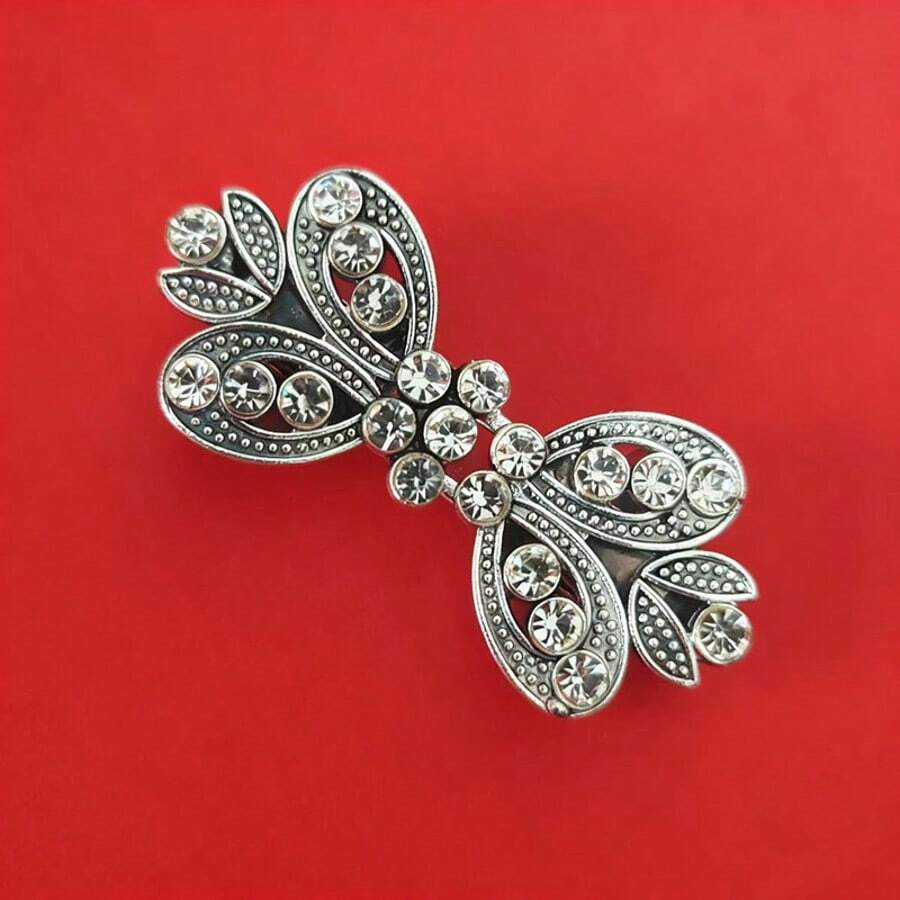 1pc Women's Rhinestone Sweater Brooch, Fashion Swirl Shawl Clip, High-End Collar Clip, Clothing Accessory - Multicolor - View 1