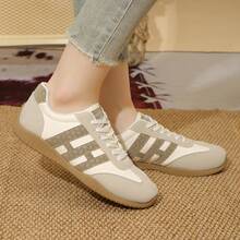 Plus Size Women's Summer Casual Flat Soft Bottom Non-Slip Patchwork Outdoor Sports Shoes, Lightweight Spring/Autumn Student Sneakers - Gray H - View 5